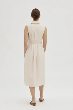 Linen Pleated Shirt Dress
