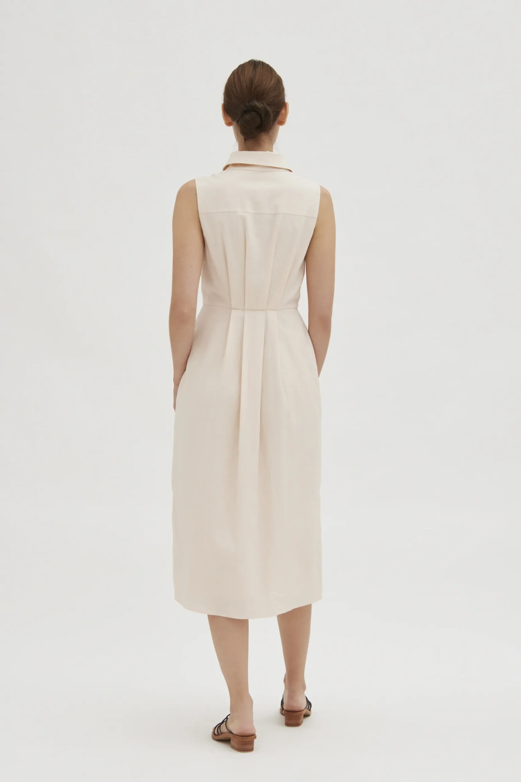 Linen Pleated Shirt Dress