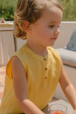Linen Round-Neck Top