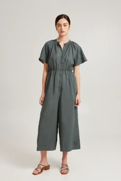 Lyocell Flutter Sleeve Jumpsuit