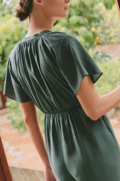 Lyocell Flutter Sleeve Jumpsuit