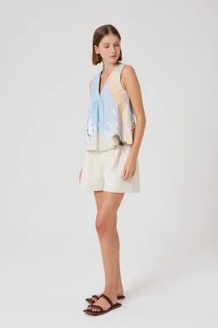 Lyocell Pleated High-Waist Shorts