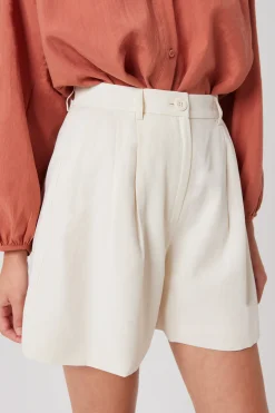 Lyocell Pleated High-Waist Shorts