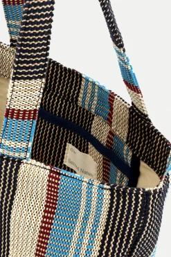 Medium Striped Woven Beach Bag