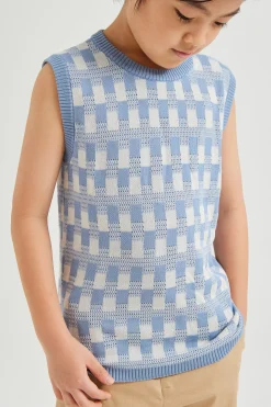 Mini Checkered Knit Vest