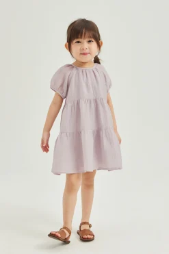 Mini Textured Tiered Rayon Dress
