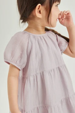 Mini Textured Tiered Rayon Dress