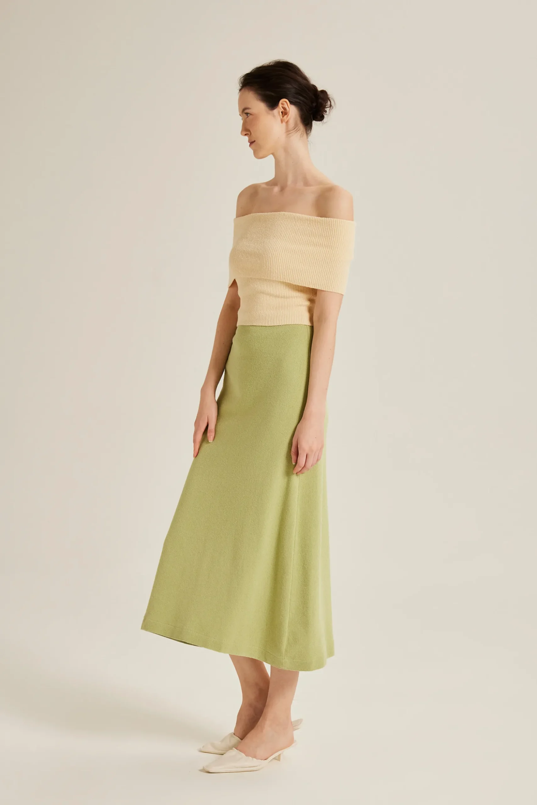 Off-Shoulder Bouclé Knit Top