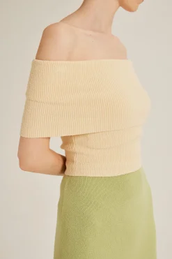 Off-Shoulder Bouclé Knit Top