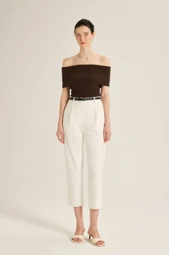 Off-Shoulder Bouclé Knit Top