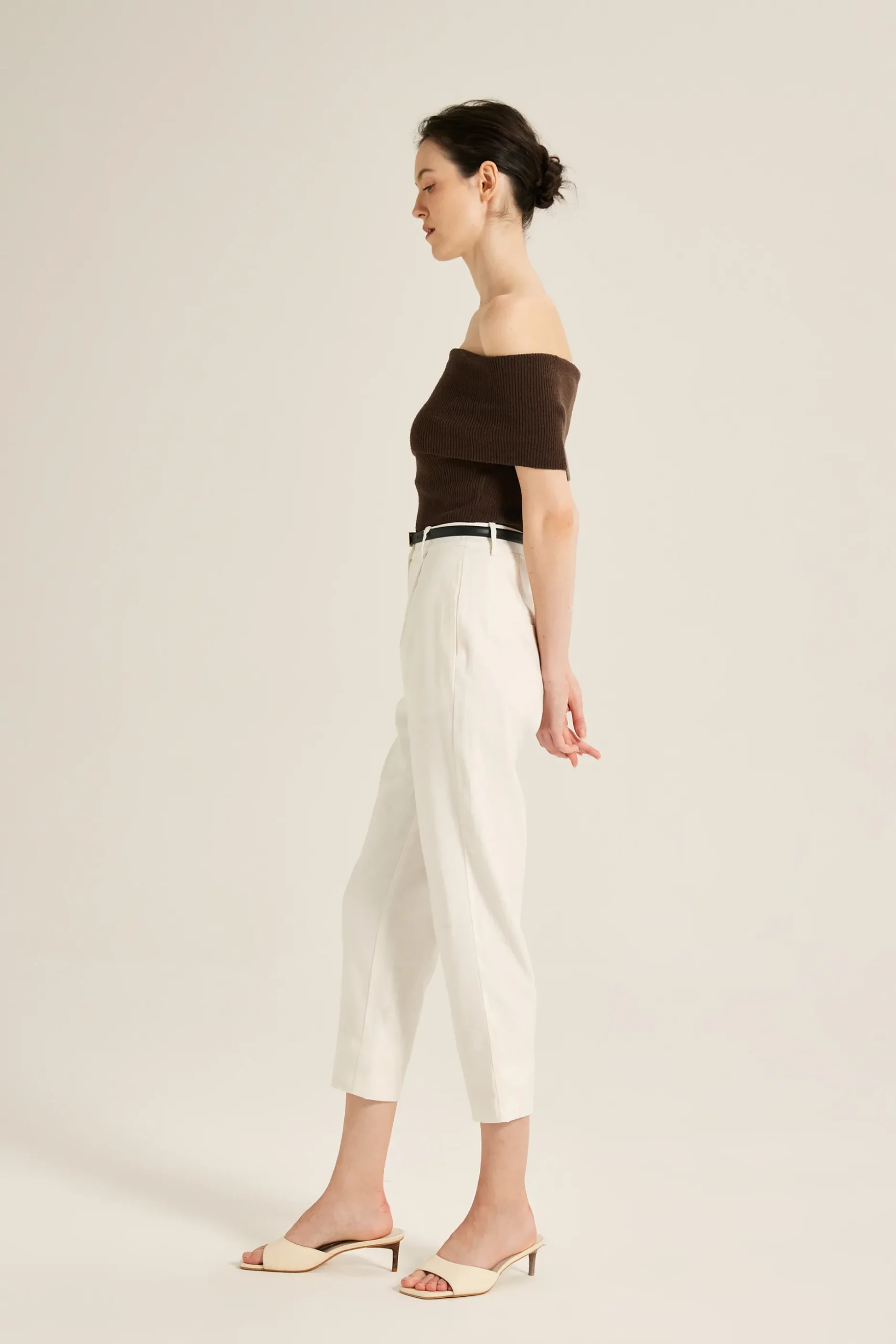 Off-Shoulder Bouclé Knit Top