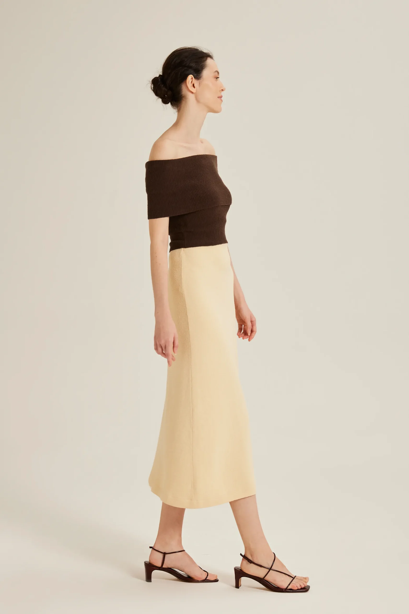 Off-Shoulder Bouclé Knit Top