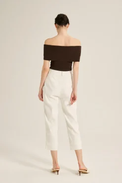 Off-Shoulder Bouclé Knit Top