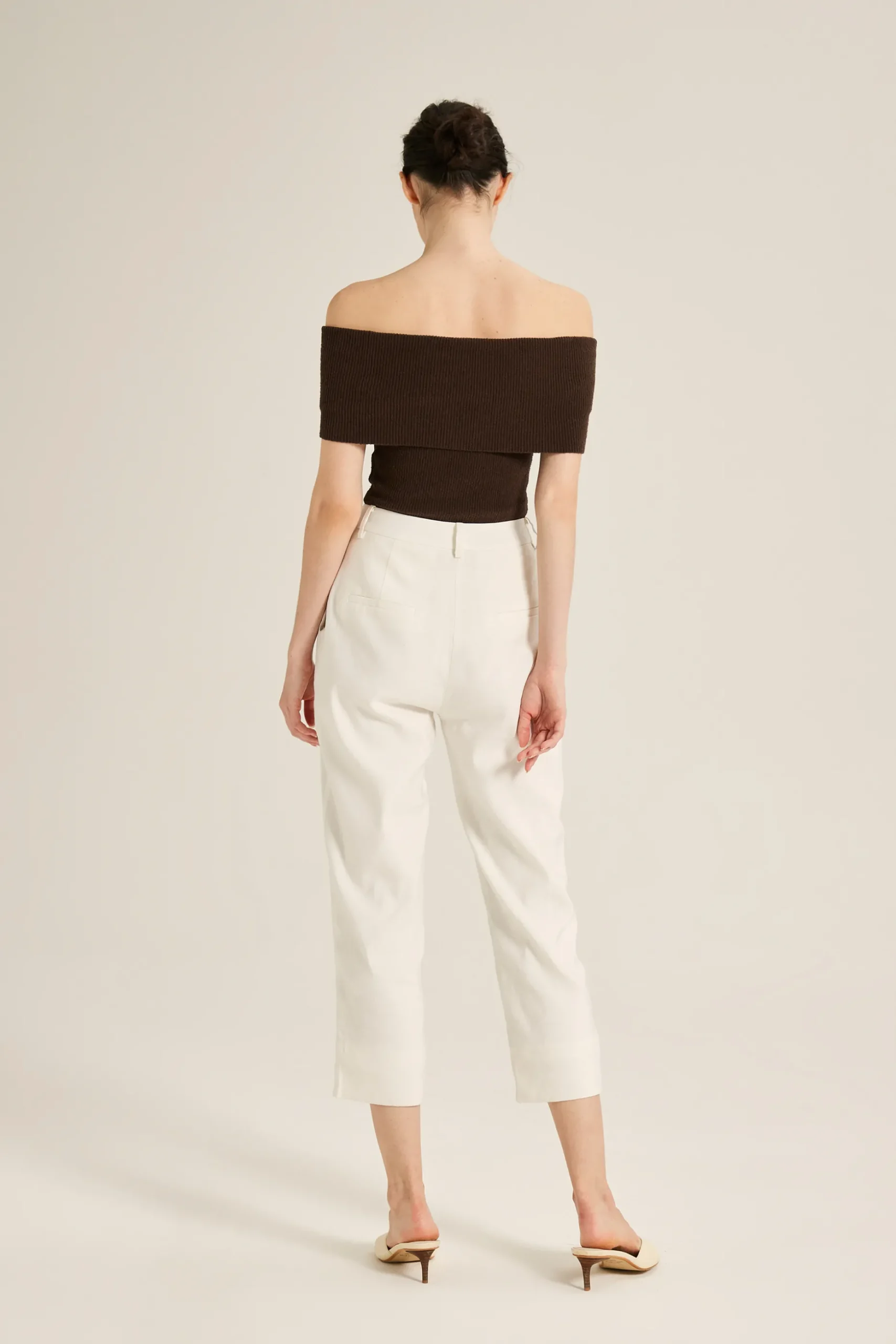 Off-Shoulder Bouclé Knit Top