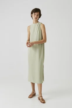 One-Shoulder Pleat Maxi Dress