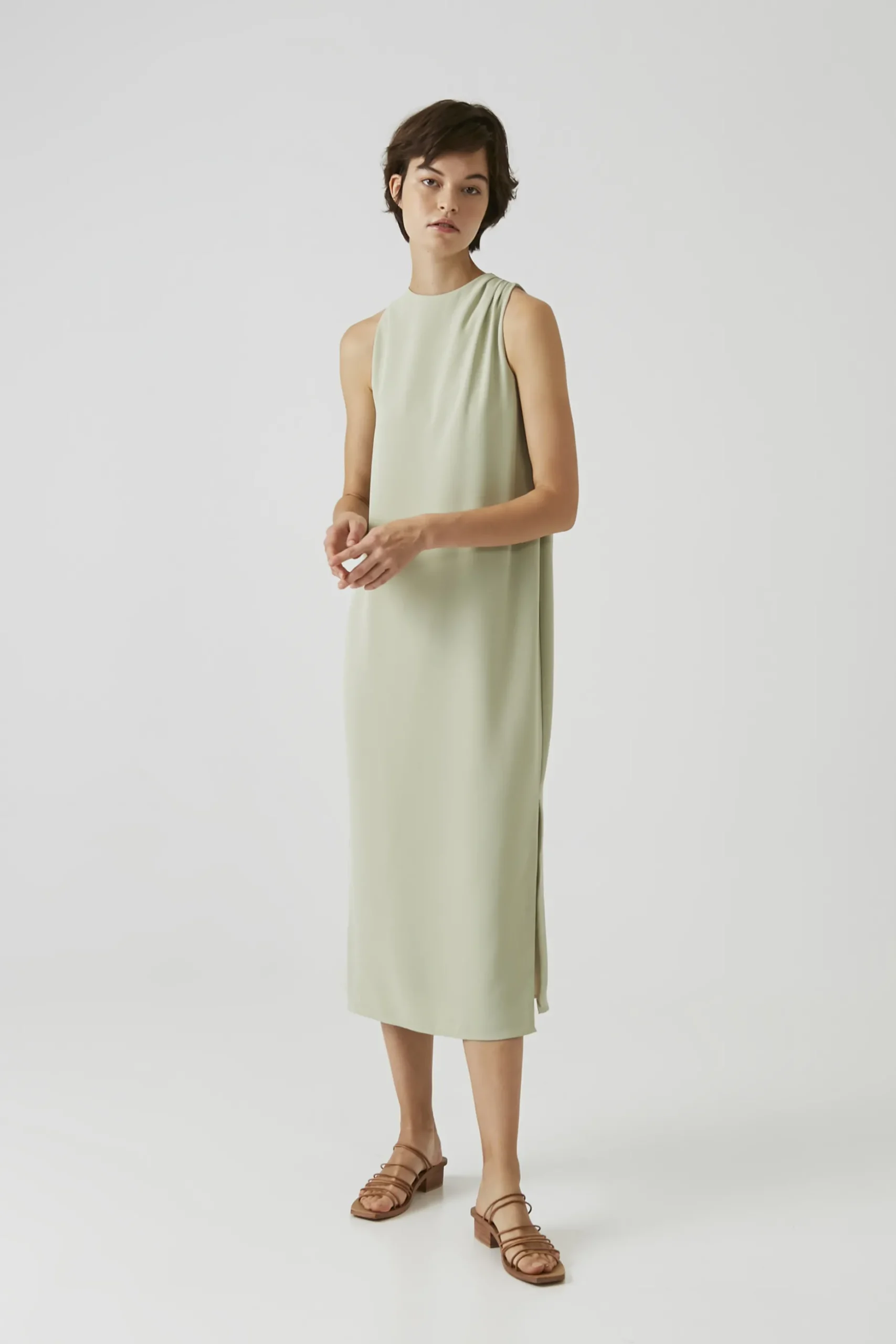 One-Shoulder Pleat Maxi Dress