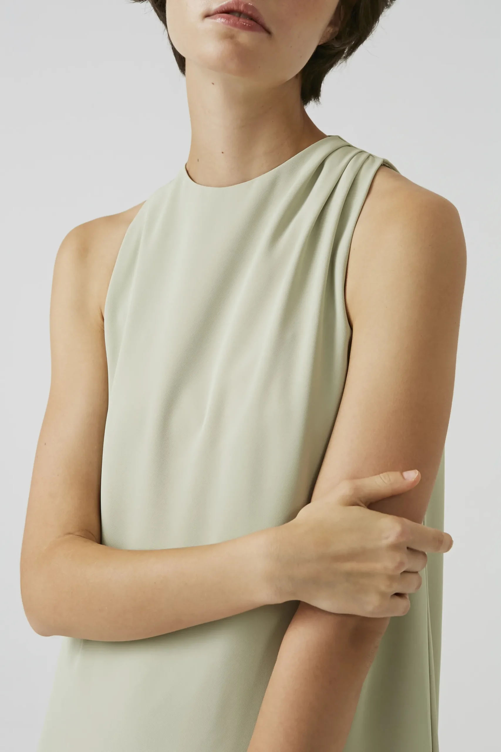 One-Shoulder Pleat Maxi Dress