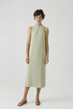 One-Shoulder Pleat Maxi Dress