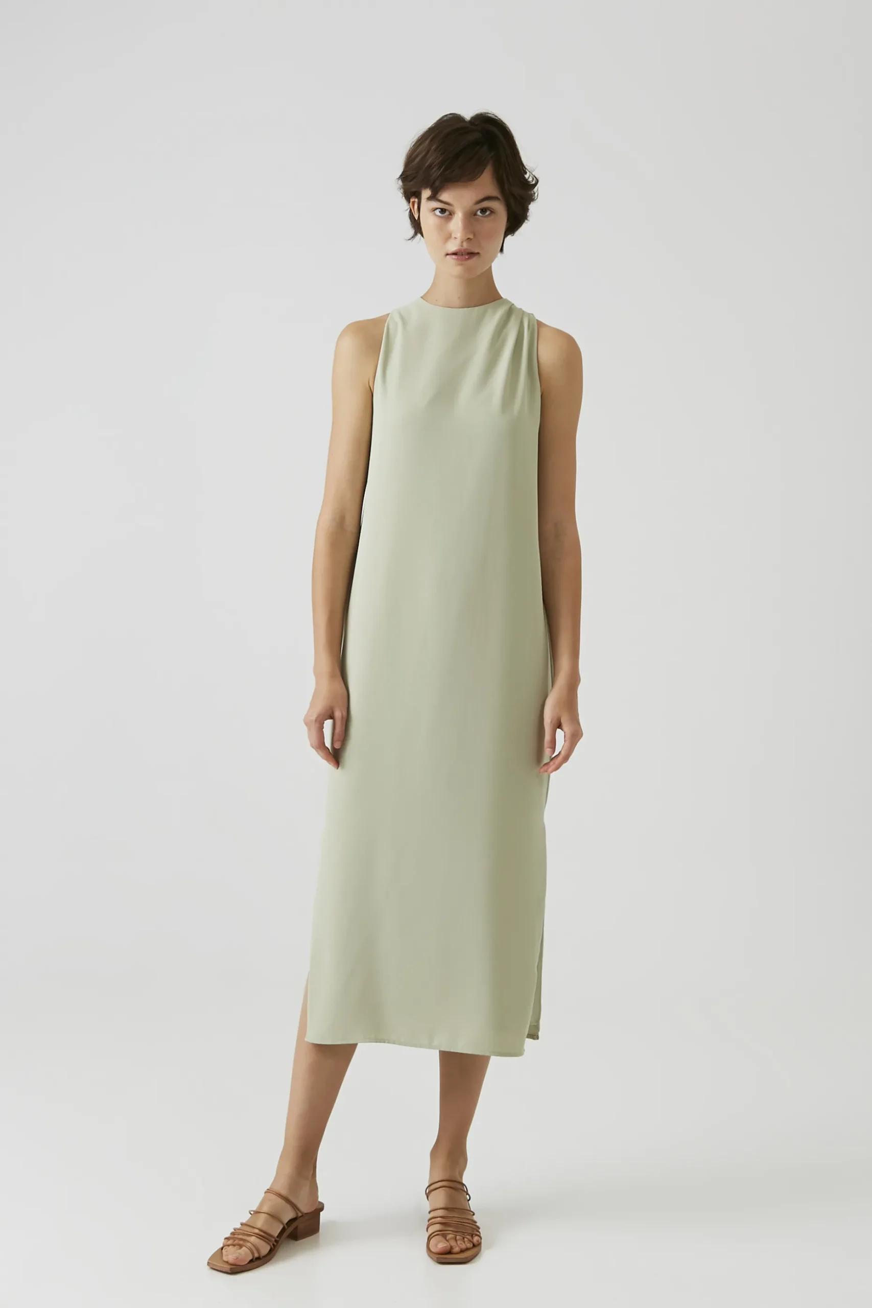 One-Shoulder Pleat Maxi Dress