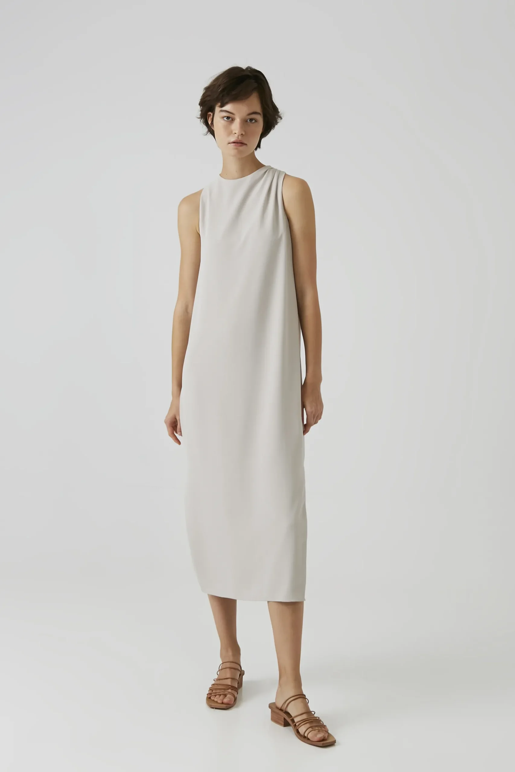 One-Shoulder Pleat Maxi Dress
