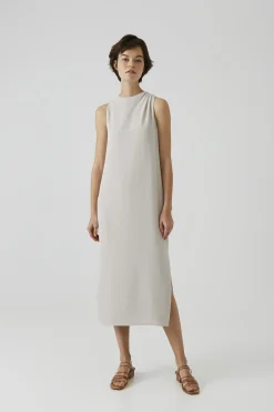 One-Shoulder Pleat Maxi Dress