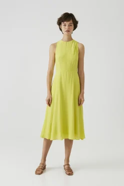 One-Shoulder Pleat Midi Dress