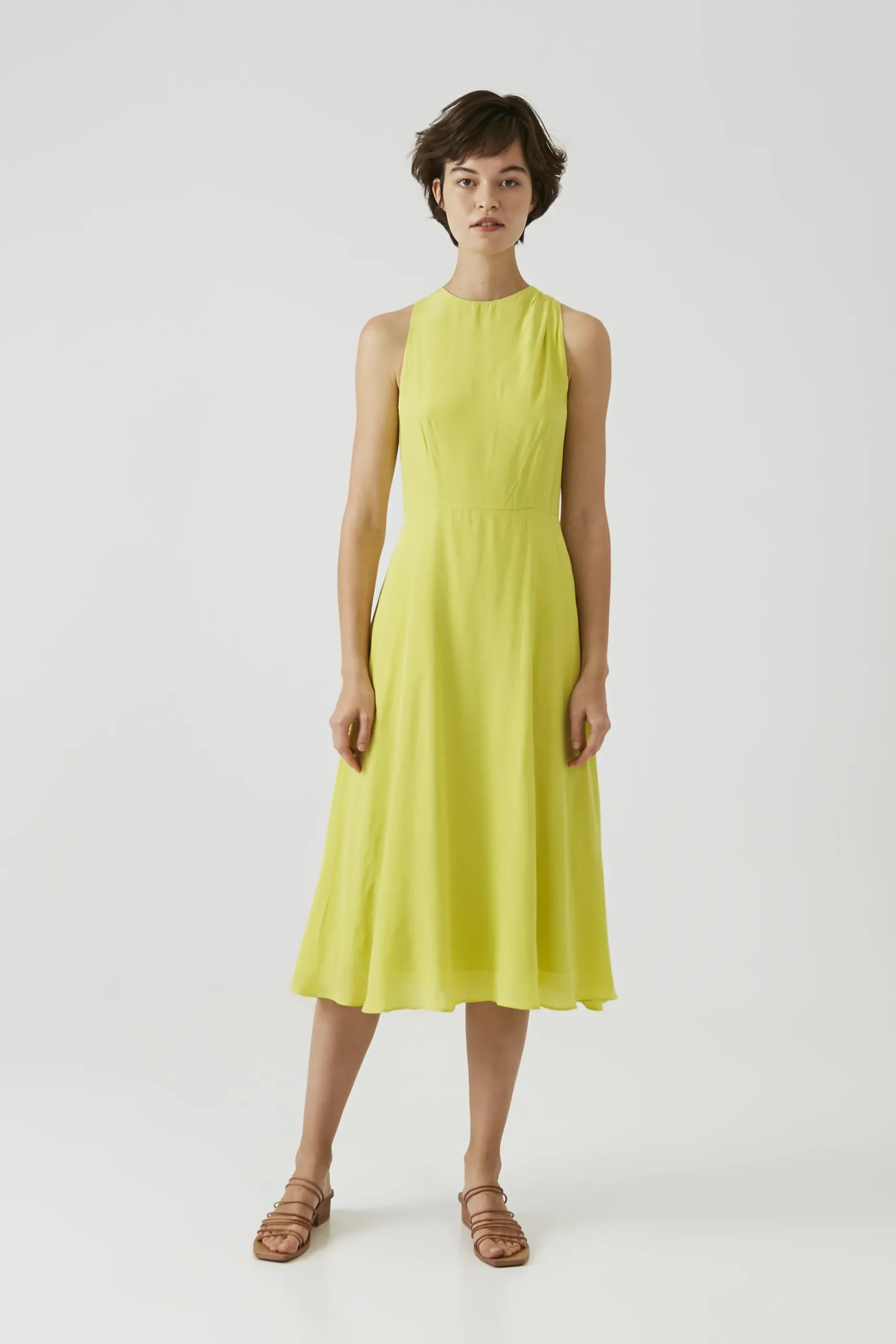One-Shoulder Pleat Midi Dress