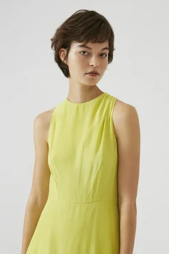One-Shoulder Pleat Midi Dress