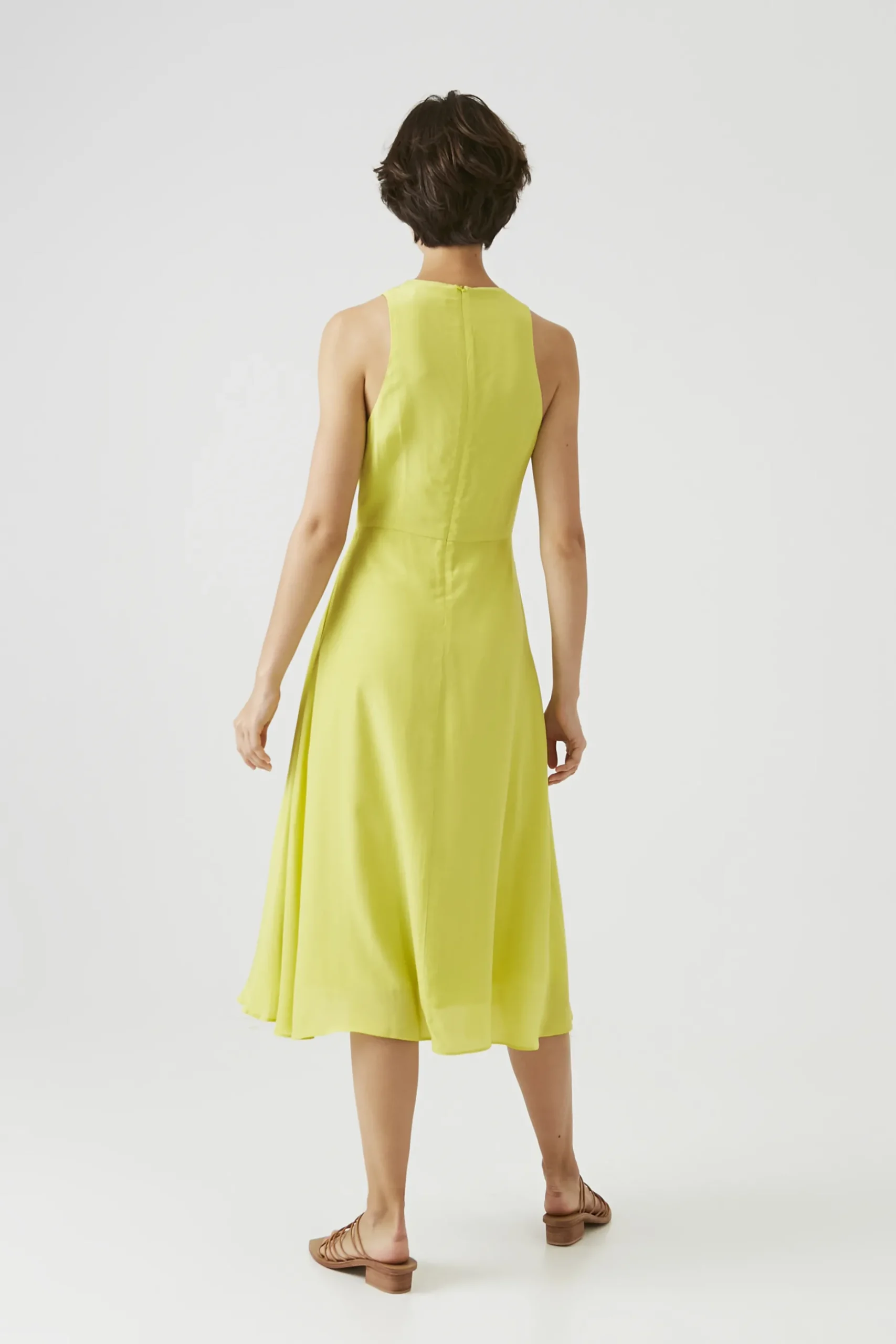 One-Shoulder Pleat Midi Dress