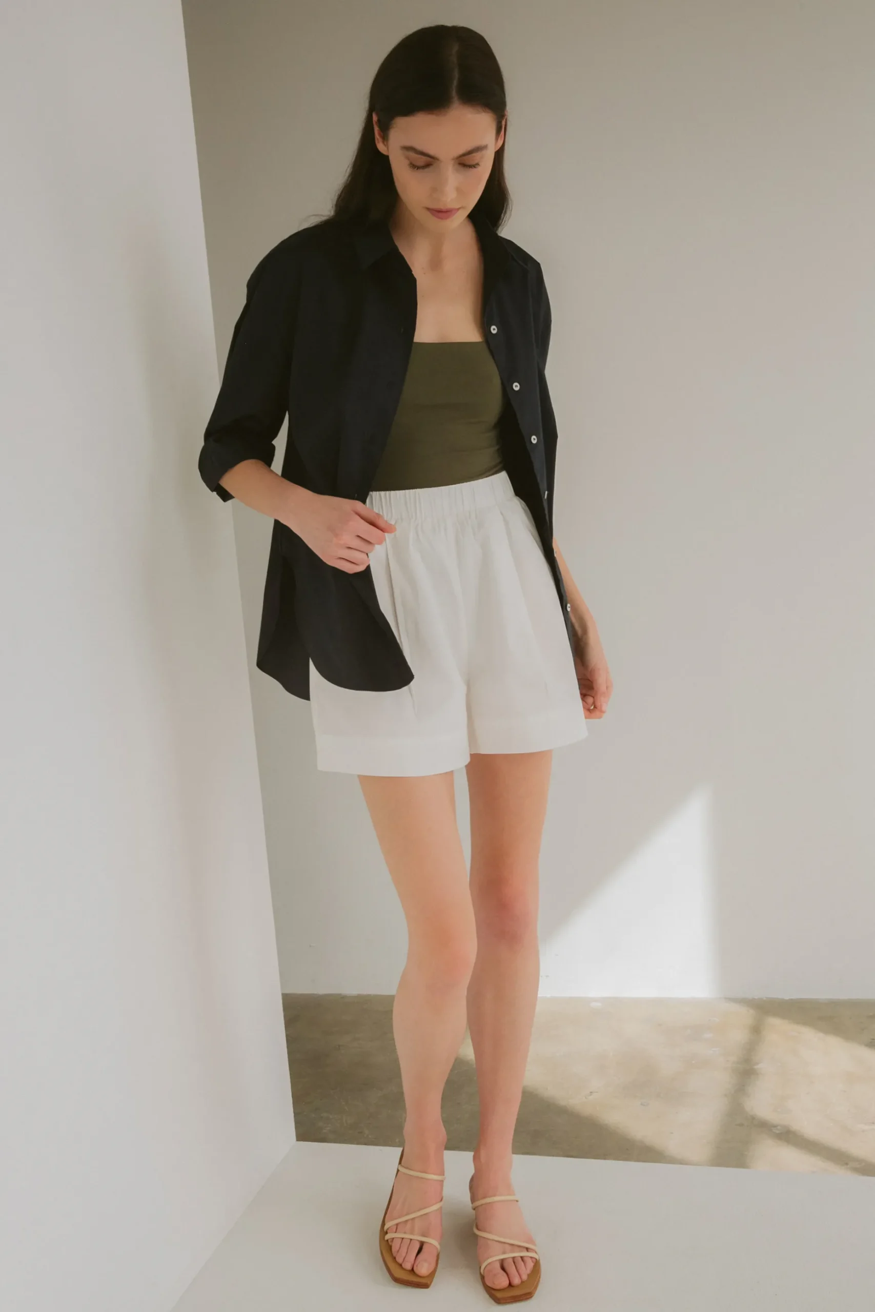 Organic Cotton Boxy Pleat Shorts