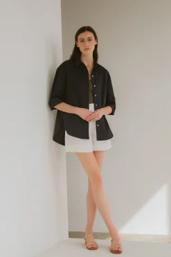 Organic Cotton Boxy Pleat Shorts