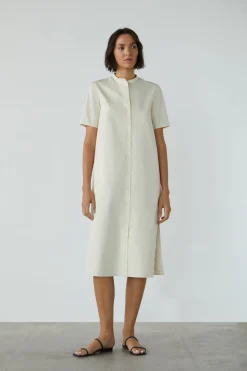 Organic Cotton Mandarin Collar Shirt Dress