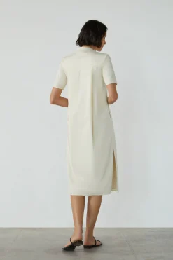 Organic Cotton Mandarin Collar Shirt Dress