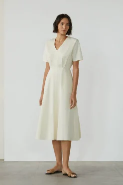 Organic Cotton V-Neck Pleated Dress