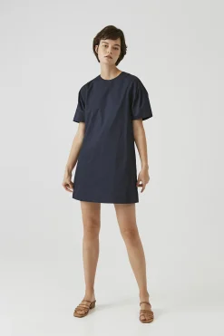 Pleat Sleeve Shift Dress