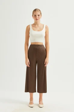 Plissé Pleated Wide-Leg Pants