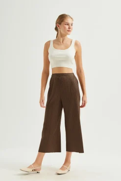 Plissé Pleated Wide-Leg Pants