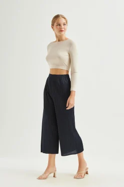 Plissé Pleated Wide-Leg Pants