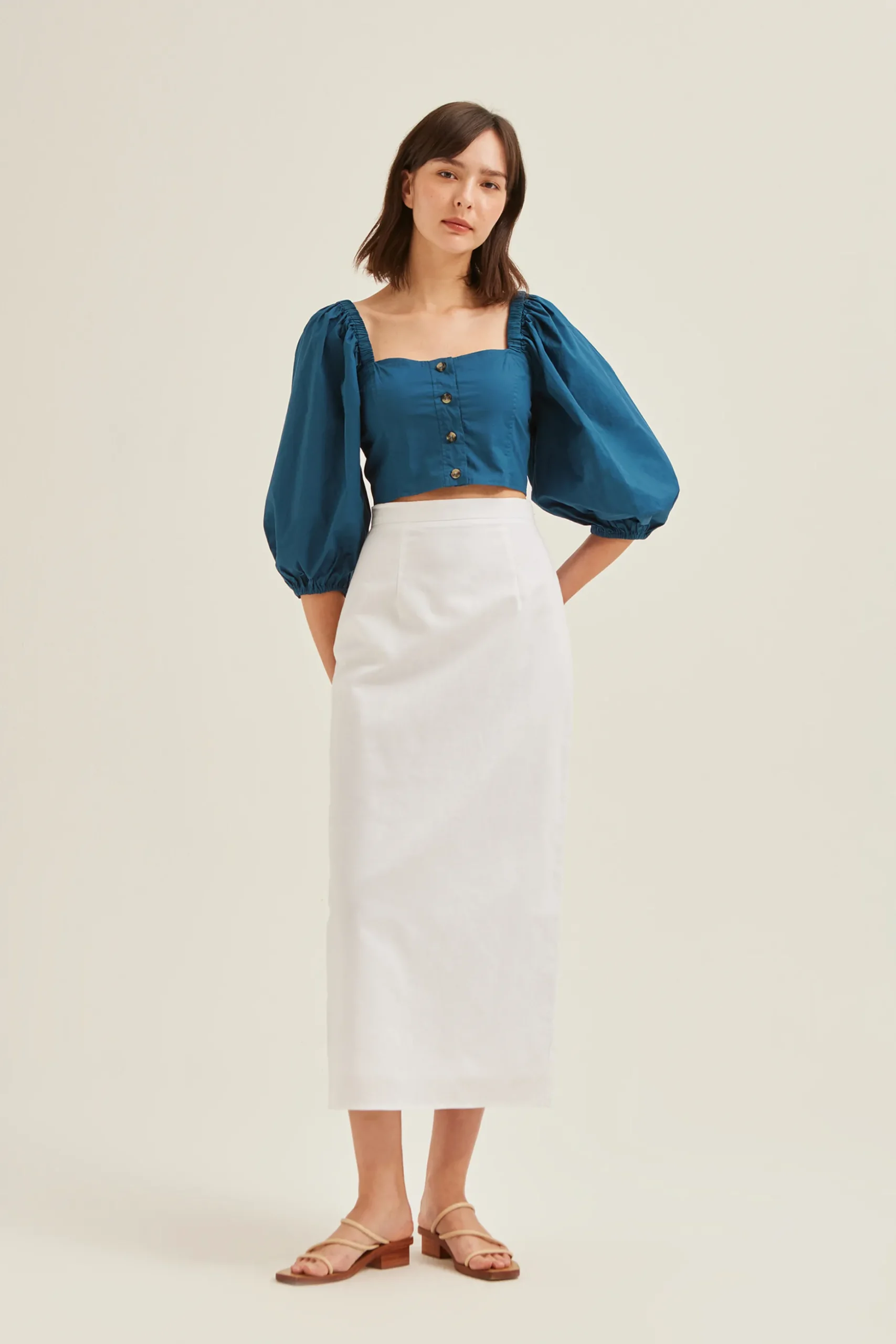 Puff-Sleeve Crop Top
