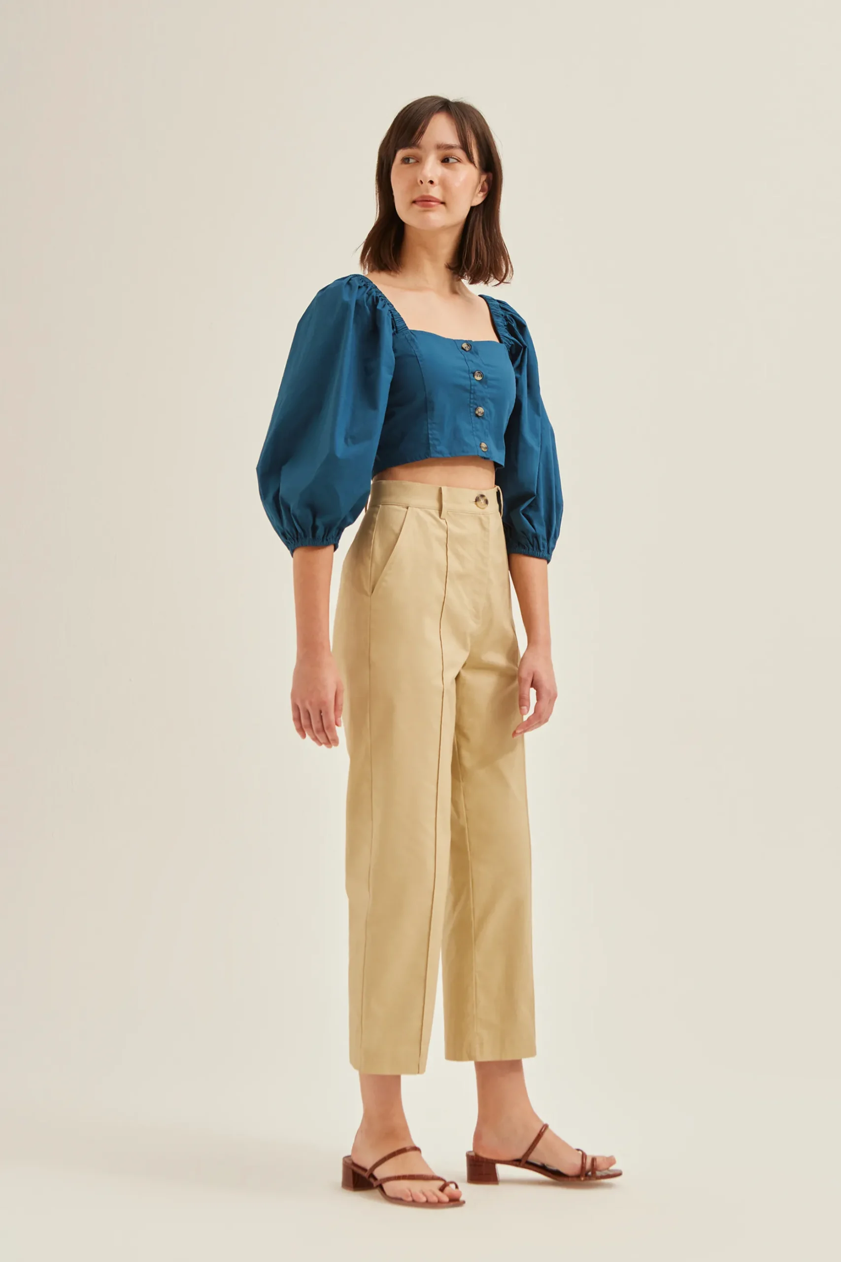 Puff-Sleeve Crop Top