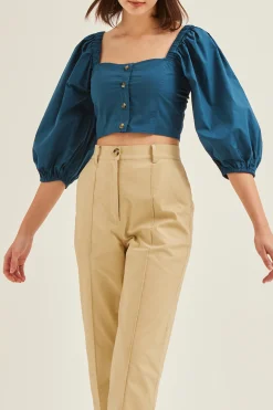 Puff-Sleeve Crop Top