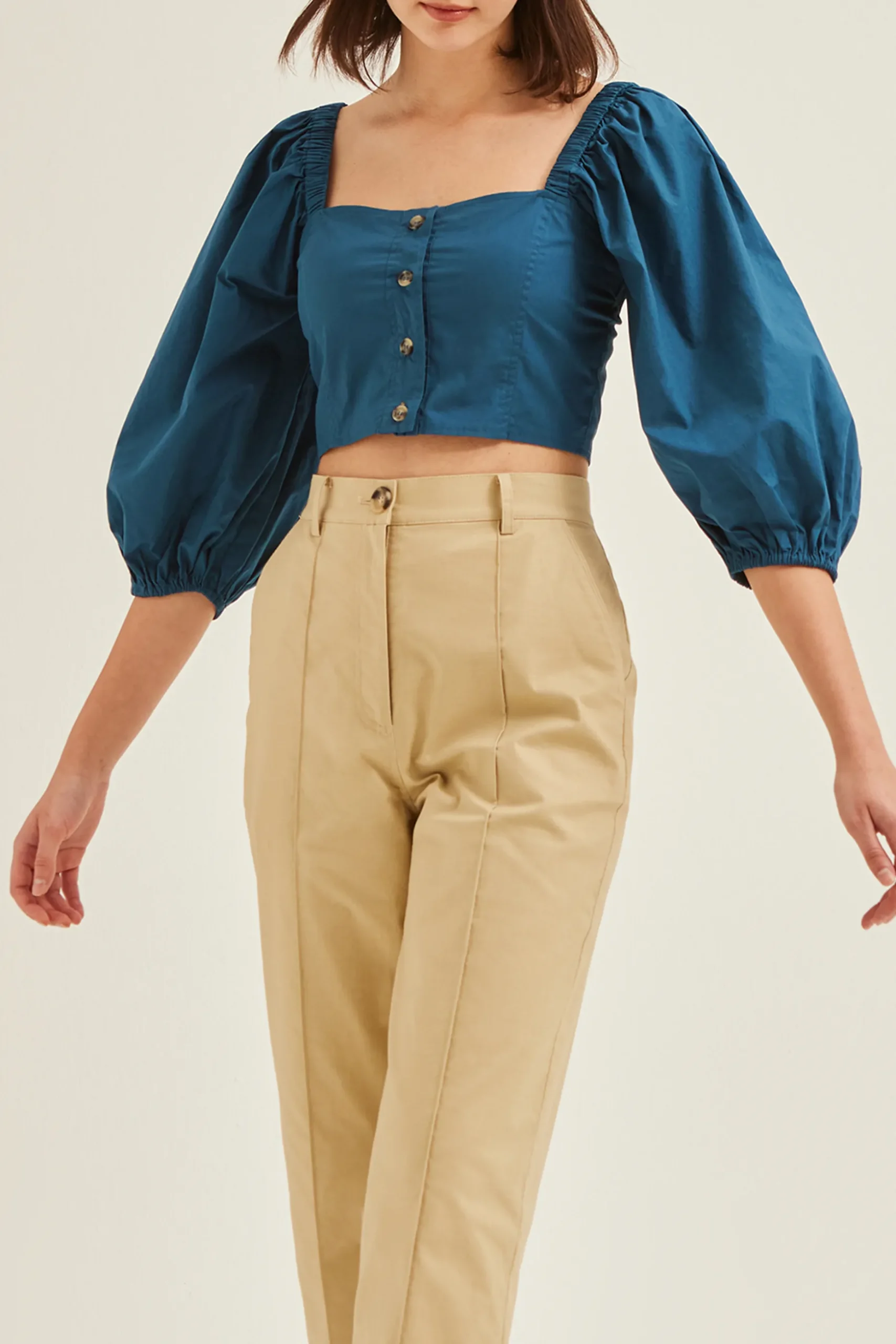 Puff-Sleeve Crop Top