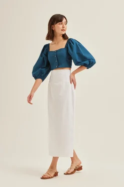 Puff-Sleeve Crop Top
