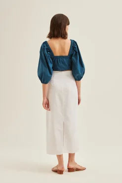 Puff-Sleeve Crop Top