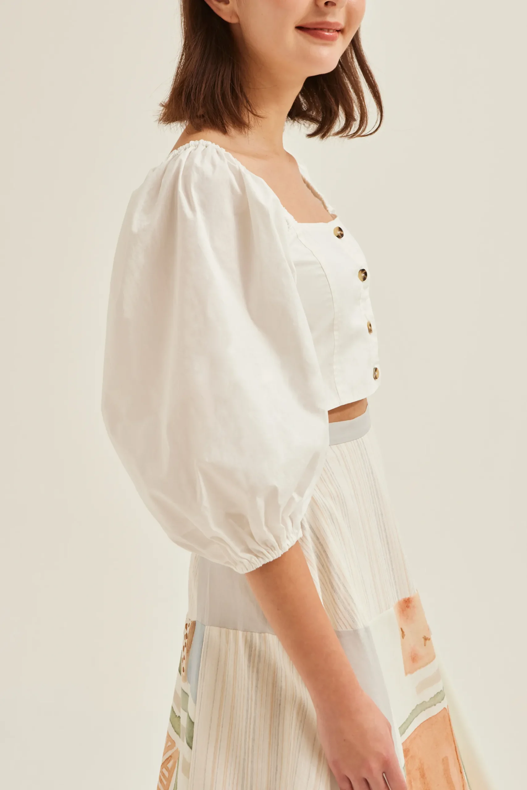 Puff-Sleeve Crop Top