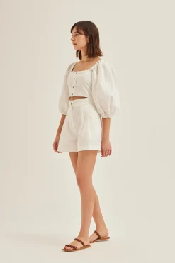 Puff-Sleeve Crop Top