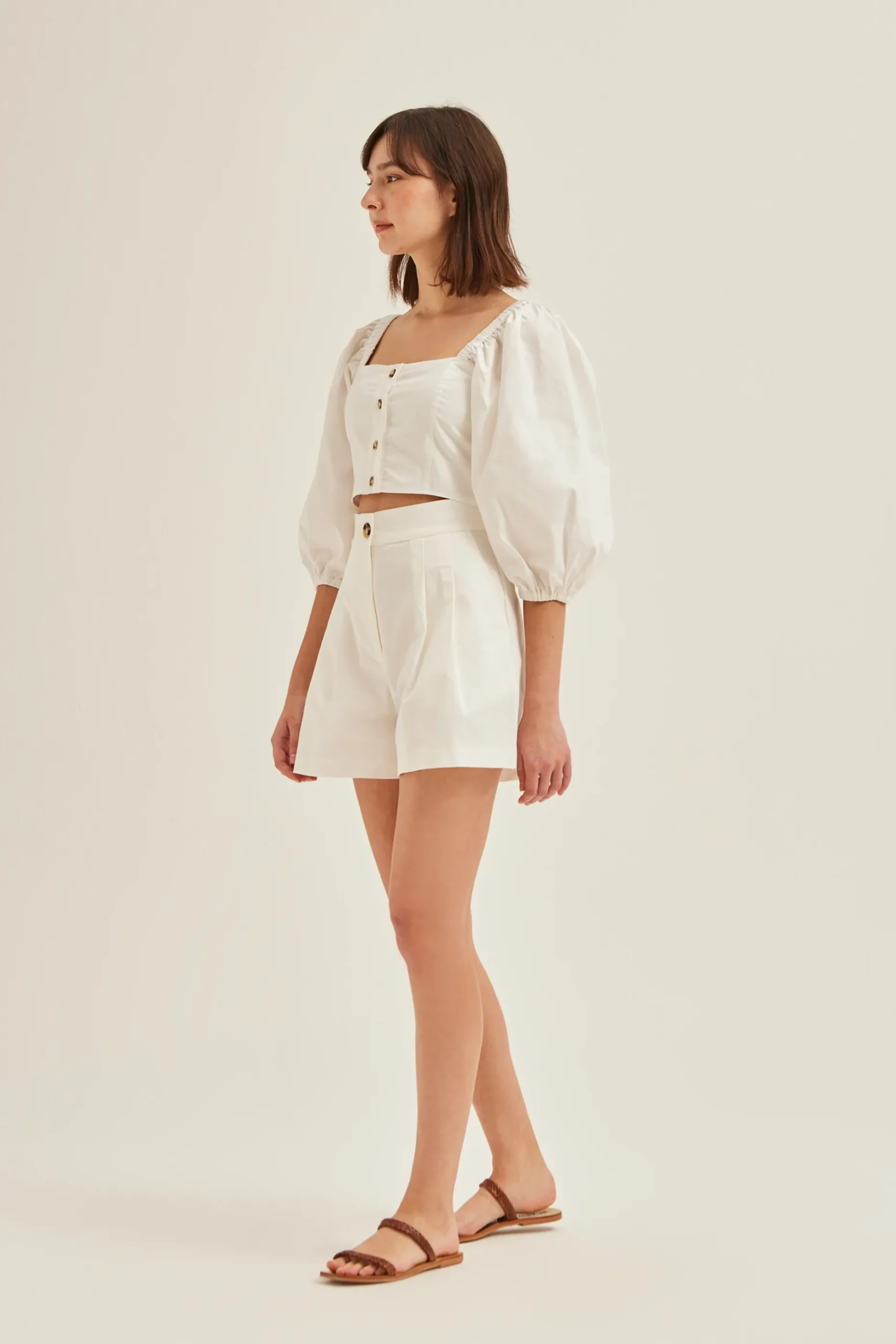 Puff-Sleeve Crop Top