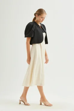 Puff-Sleeve Satin Bolero