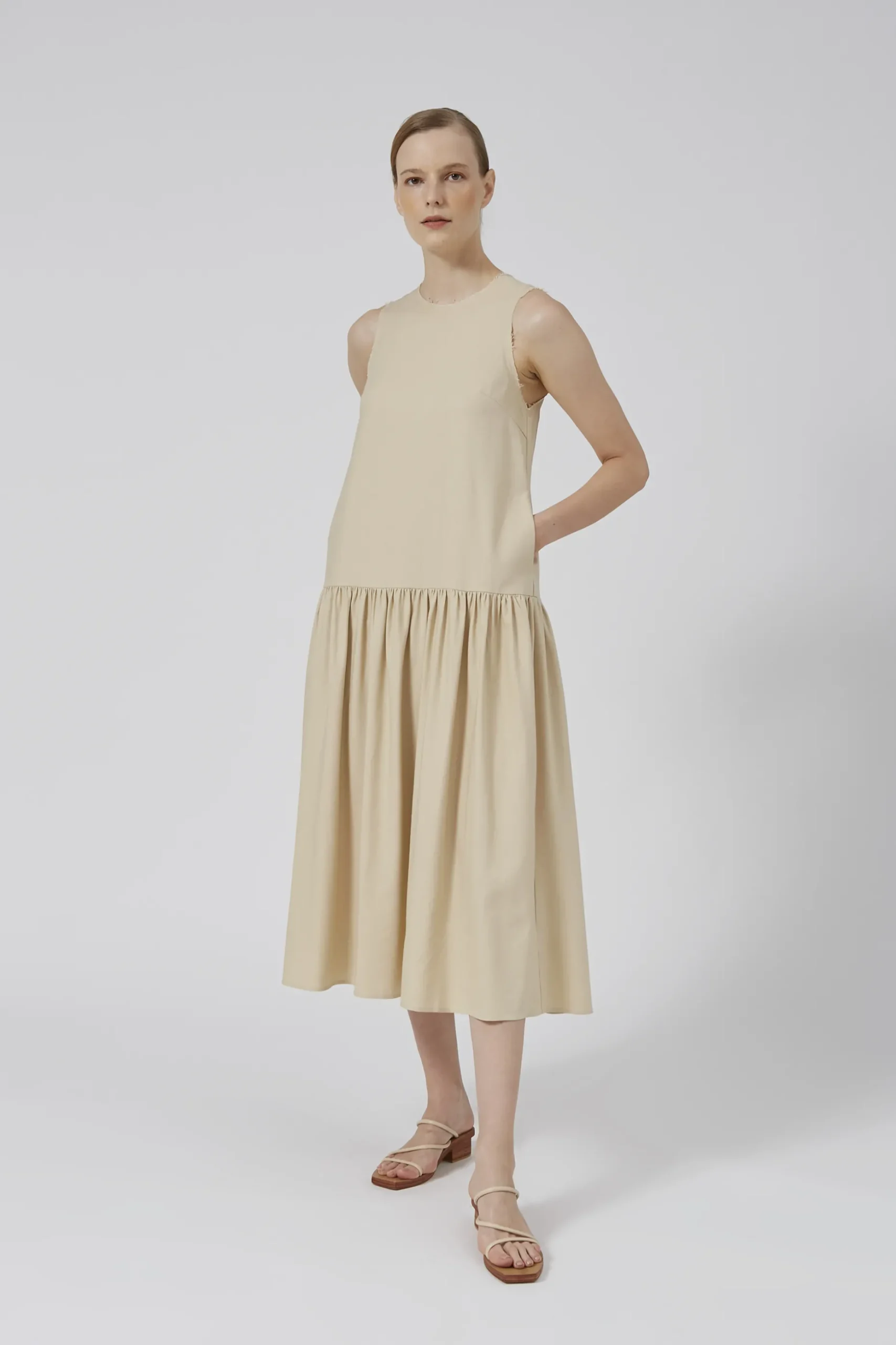 Raw Hem Drop Waist Dress