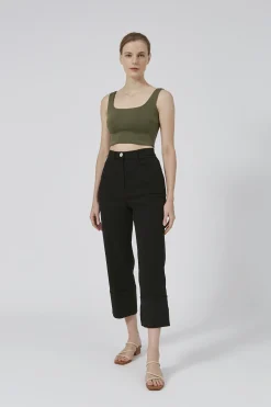 Raw Hem Straight-Leg Pants